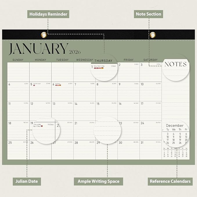 2026 Desk Calendar, Large Desktop/Wall Monthly Calendar (Jan. 2026 - Jun. 2027) 17'' x 12'' School Year Desk Planner for Teacher Family Office Supplies-BubblyBeeBaby