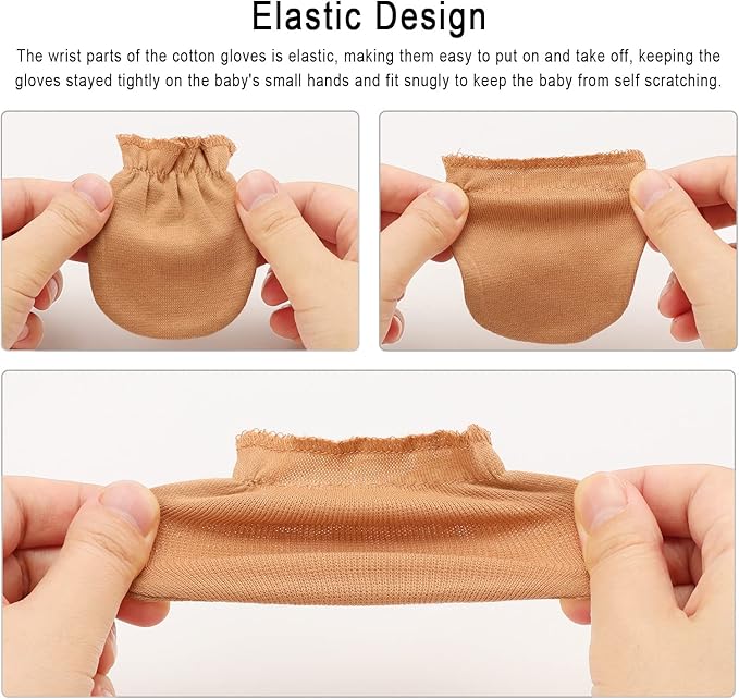 BQUBO Newborn Infant Toddler Mittens No Scratch Cotton Elastic Wrist Gloves Hypoallergenic for 0-6 Months Baby Boys Girls-BubblyBeeBaby