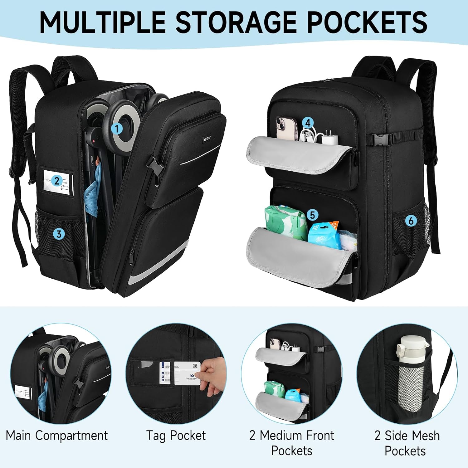 Stroller Travel Bag(Size:13.8''×8.7''×20.5''),Stroller Backpack Compatible with Gb Pockit/Pockit+ All City/Air All Terrain/Cybex Libelle 2 Stroller and Accessories(Bag Only)