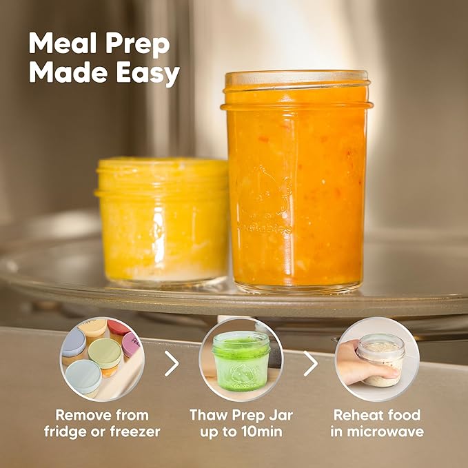 KeaBabies 4pk 8oz Glass Baby Food Containers with Lids - Leak-Proof, Microwavable Small Glass Jars, Baby Purees & Toddler Snack Storage Containers, BPA-Free, Dishwasher & Freezer Safe (Roseate)-BubblyBeeBaby