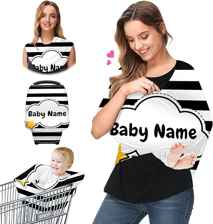 Baby Car Seat Stroller Cover Nursing Cover New Mom Breastfeeding Scarf Soft Stretchy Infant Carrier Cover Car Canopy Coverage-BubblyBeeBaby