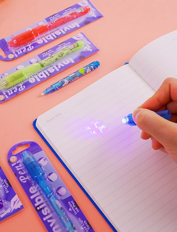 Invisible Ink Pen 24Pcs Spy Pen with UV Light Magic Marker Kid Pens for Secret Message and Birthday Party,Writing Secret Message for Easter Day Halloween Christmas Party Bag Gift-BubblyBeeBaby
