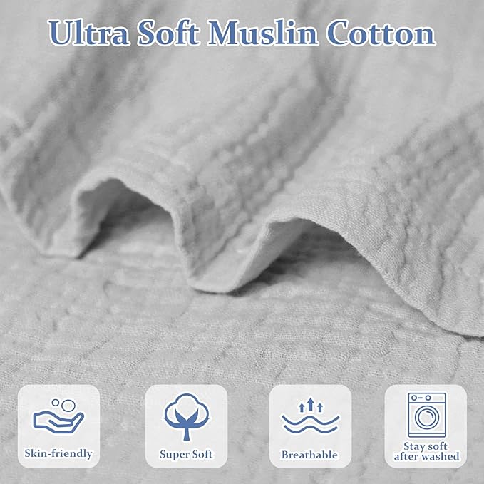 Hooyax Muslin Baby Lounger Cover Soft Organic Cotton Slipcover Fits Newborn Lounger for Baby Boys and Girls (Light Gray)-BubblyBeeBaby