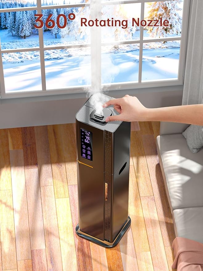 2.64Gal Humidifiers for Bedroom Large Room, Warm and Cool Mist up to 500ft², Top Fill Diffuser Ambient Light, 3 Mist Modes, 24H Timer, 35dB Quiet Humidifier for Home Office Plant-BubblyBeeBaby