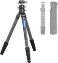 LEOFOTO Carbon Fiber Tripod with Leveling Base for Camera, 360° Rotating Ball Head, 1/4" QR Plate for Sport Camera/Phone/Projector, Compact Tripod with Panoramic Base, A Bubble Level, Max Load 22LB