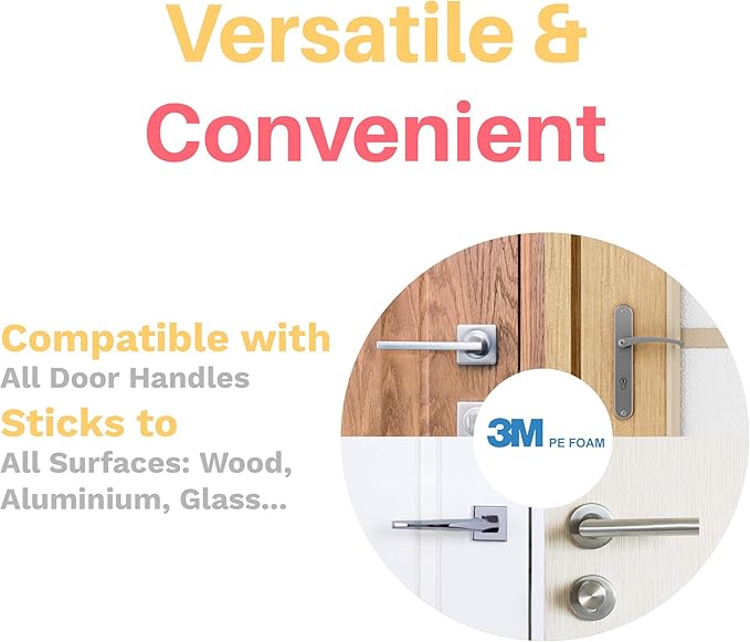 Inaya Child Proof Door Lever Lock - Door Handle Lock - 3M Adhesive - Minimalist Design - No Drilling Child Safety Door Handle Locks (3 Pack)-BubblyBeeBaby