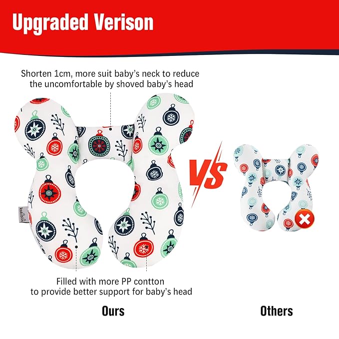 KAKIBLIN Baby Travel Pillow for Head and Neck, Upgraded Baby Support Pillow, Baby Neck Pillows for Car Seat,Pushchair,Travel,(Cross)-BubblyBeeBaby