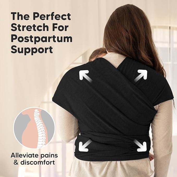 KeaBabies Baby Wrap Carrier - All in 1 Original Baby Carrier Newborn to Toddler Sling, Easy to Wear, Hands Free Bonding, Lightweight, Breathable Infant Wraps (Trendy Black)-BubblyBeeBaby