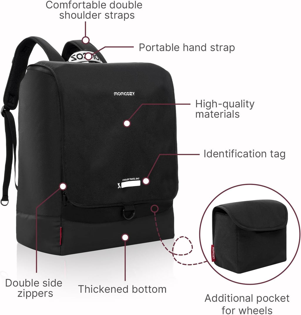 Momcozy Stroller Travel Bag for Airplane | Suit ClickGo Stroller | Compatible with Strollers Folded Dimensions of 22.1 X 17.3 X 9.8 Inch | Fit Most Major Brand | Hand-held ＆ Back-carrying