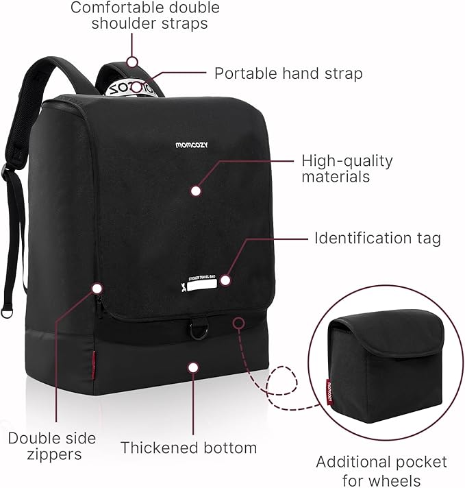 Momcozy Stroller Travel Bag for Airplane | Suit ClickGo Stroller | Compatible with Strollers Folded Dimensions of 22.1 X 17.3 X 9.8 Inch | Fit Most Major Brand | Hand-held ＆ Back-carrying-BubblyBeeBaby
