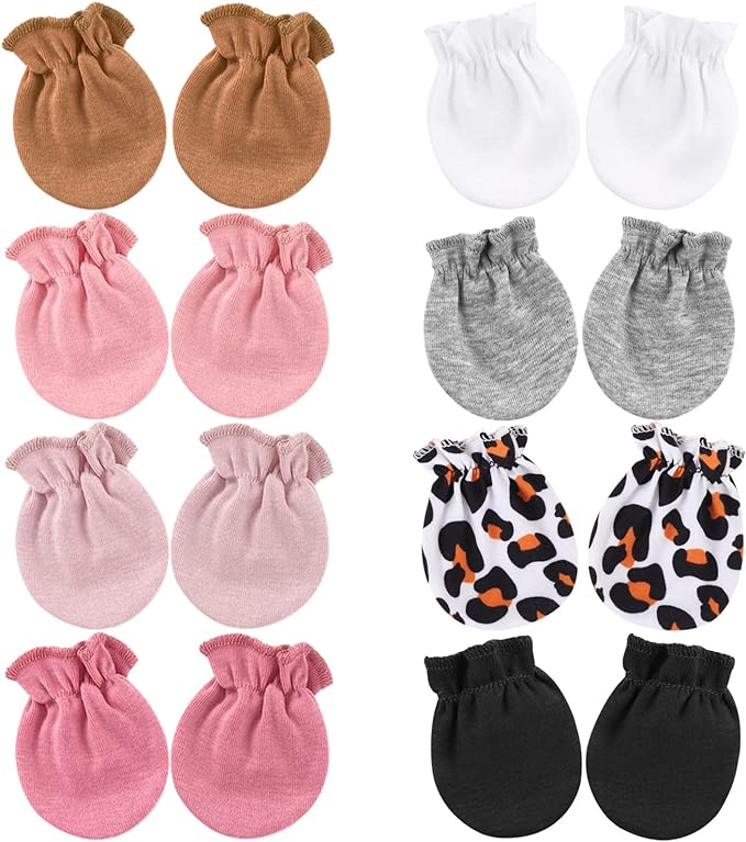 BQUBO Newborn Infant Toddler Mittens No Scratch Cotton Elastic Wrist Gloves Hypoallergenic for 0-6 Months Baby Boys Girls-BubblyBeeBaby
