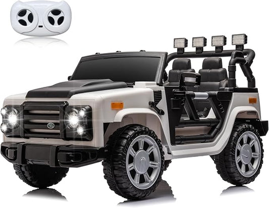 12V SUV 5MPH 2-Seater Ride on Toys, Ride-on Truck Toy w/Parent Remote,4W/2D 3-Speed Kids Electric Vehicles with Motor,Spring Suspension,LED,Music (12V Electric Ride on Truck SUV)-BubblyBeeBaby