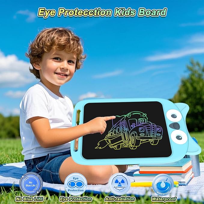 10 Inch LCD Writing Tablet, Erasable Doodle Board Toy, Cute Owl Drawing Pad for Kids Ages 2-6 - Educational Christmas Birthday Gift (Owl)-BubblyBeeBaby