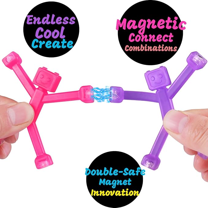 24 PCS Magnetic Travel Toys for Kids, Creative, Portable and Educational, Magnetic-People-Magnet-Men: Cute Robot & Funny Magnets, Small Fidget Toys for Classroom Prizes, Easter Egg Stuffers, Office-BubblyBeeBaby