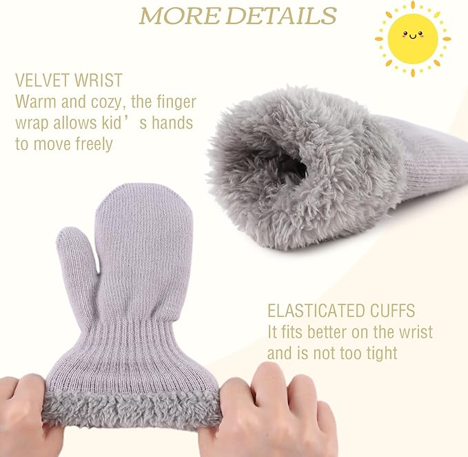 PESAAT Baby Girl Mittens Fleece Toddler Boy Mittens Warm Kids Winter Gloves Unisex Cold Weather Baby Gloves-BubblyBeeBaby