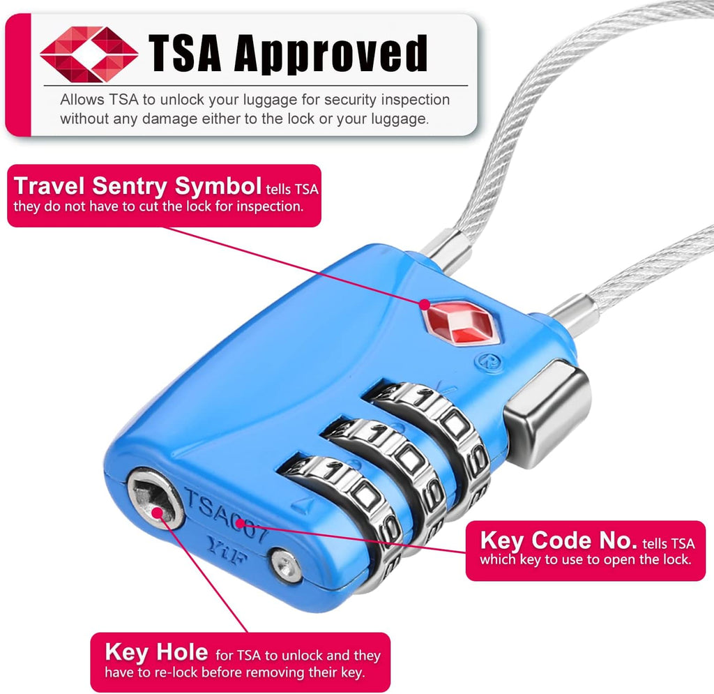 ZHEGE TSA Wire Lock for Travel, Luggage, Suitcase, Baggage, Backpack, Pistol Case (Blue)