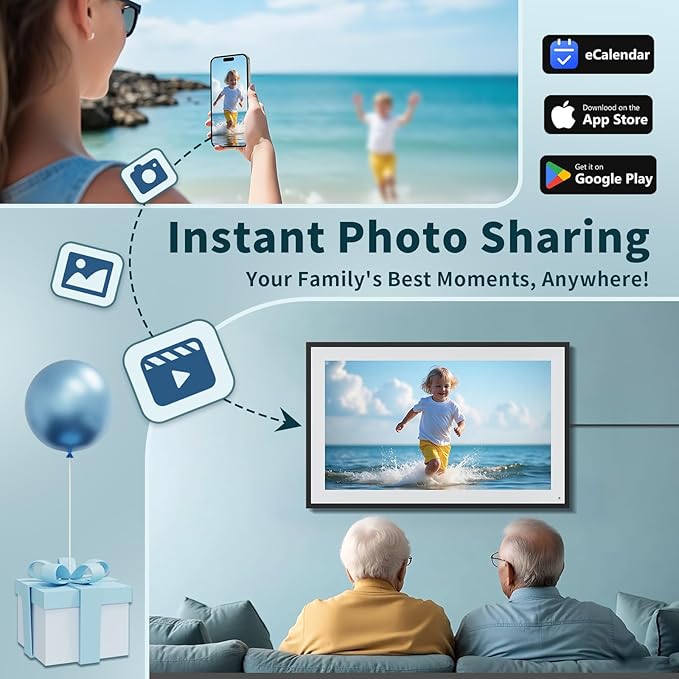 21.5 Inch Digital Calendar, WiFi Smart Electronic Calendar & Chore Chart, 1920 * 1080 IPS Touch Screen HD Display for Family Schedules, Streamline Household Organization, Wall Mount Included-BubblyBeeBaby