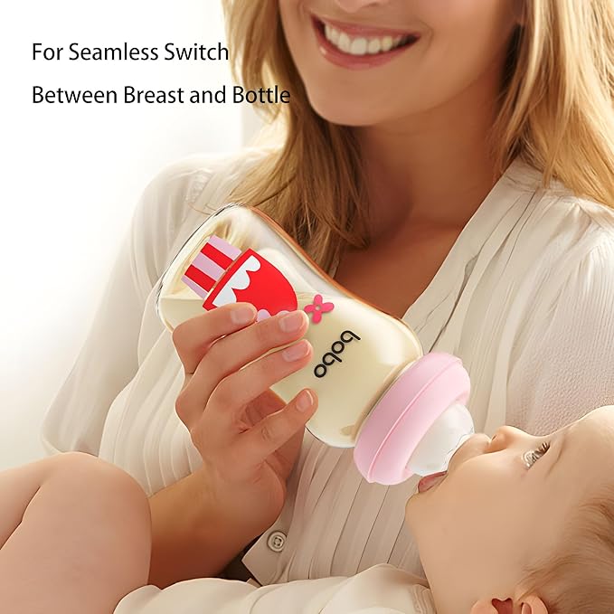 YOHKOH PPSU Baby Bottle Wide Neck, Newborn Anti-Colic Baby Bottle with Natural Response Nipple, Streamlined Body, Easy to Clean (8.8oz (Pack of 2), Red)-BubblyBeeBaby