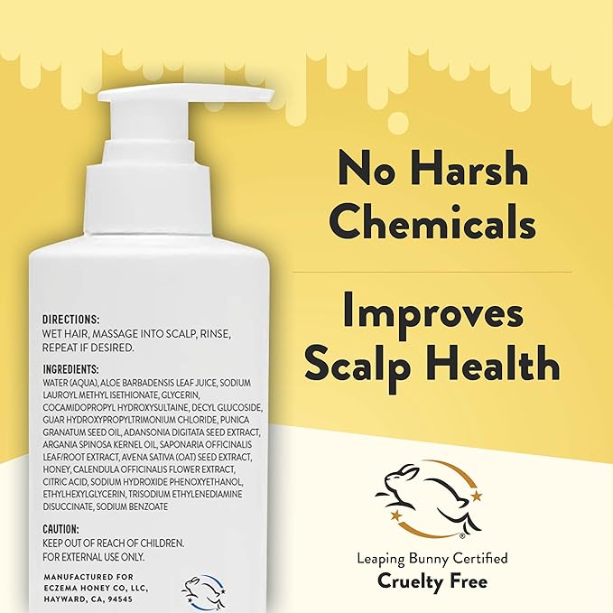ECZEMA HONEY Nourishing Shampoo - Helps with Psoriasis, Dermatitis, & Flaking - Daily Dandruff Shampoo & Scalp Care - Itchy Scalp Treatment for Men, Women & Kids (8 Oz)-BubblyBeeBaby