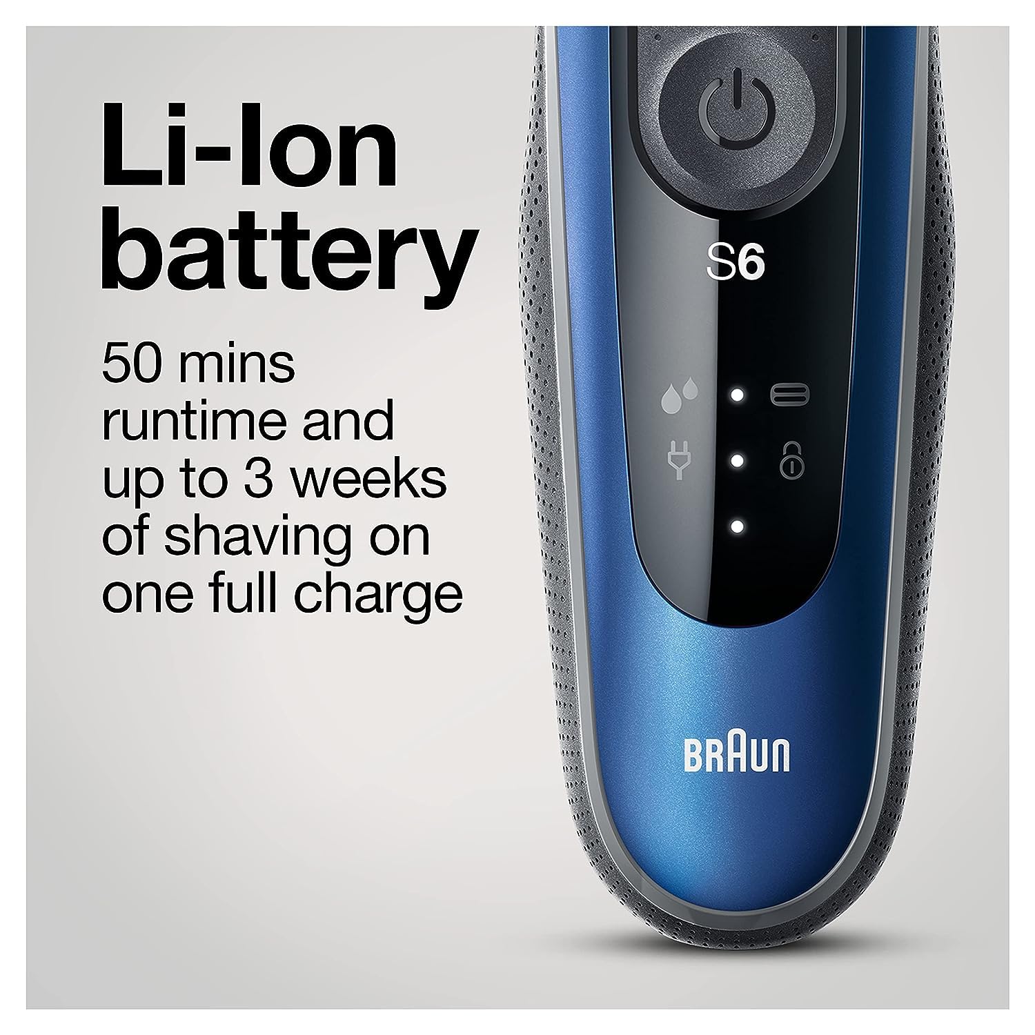 Braun Series 6 6040cs Electric Shaver with Charging Stand, Precision Trimmer, Wet & Dry, Rechargeable, Cordless Foil Shaver, Blue