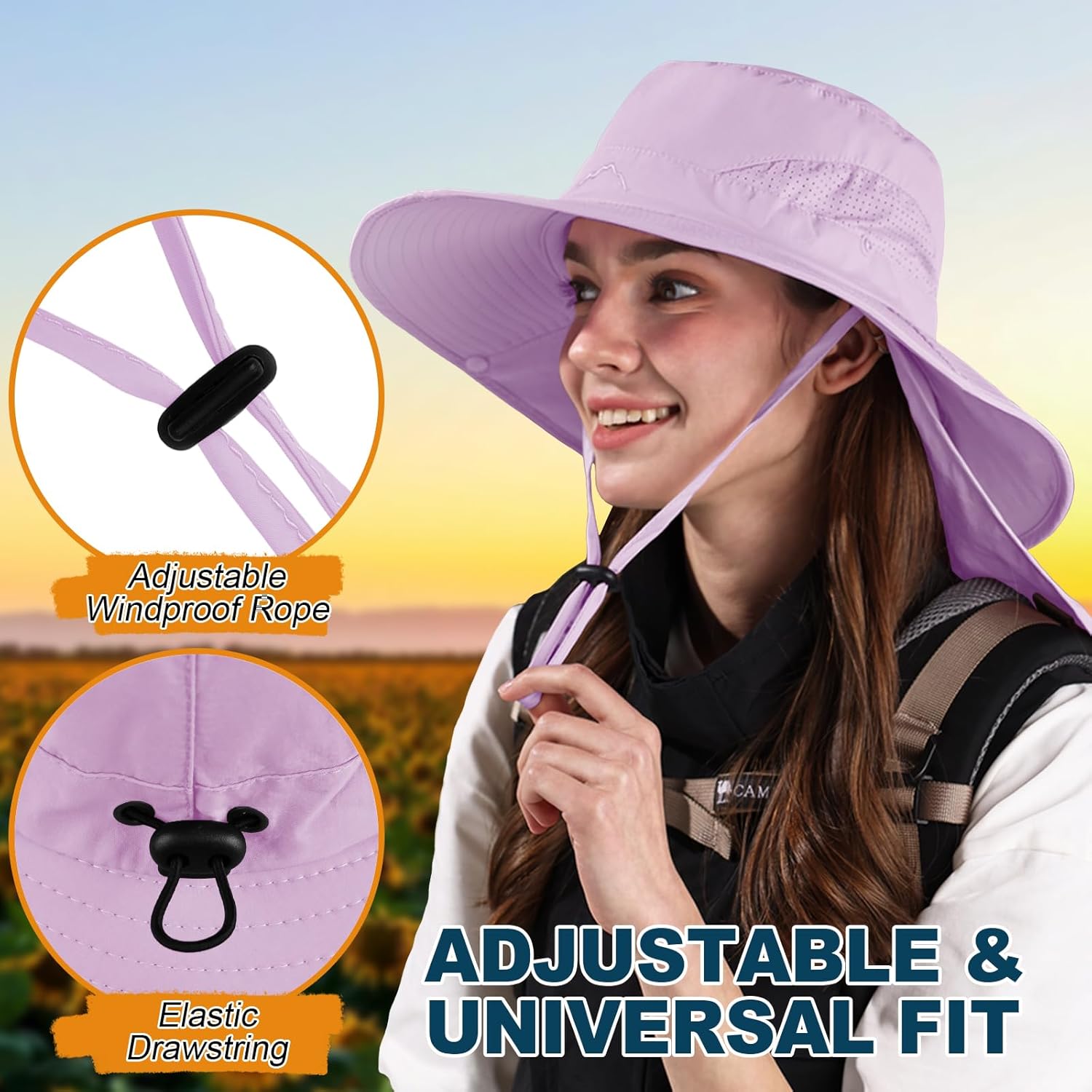 ZOORON Sun Hat for Men Women Fishing Hat with Neck Flap Wide Brim Bucket Hat UV Protection for Beach Camping Hiking