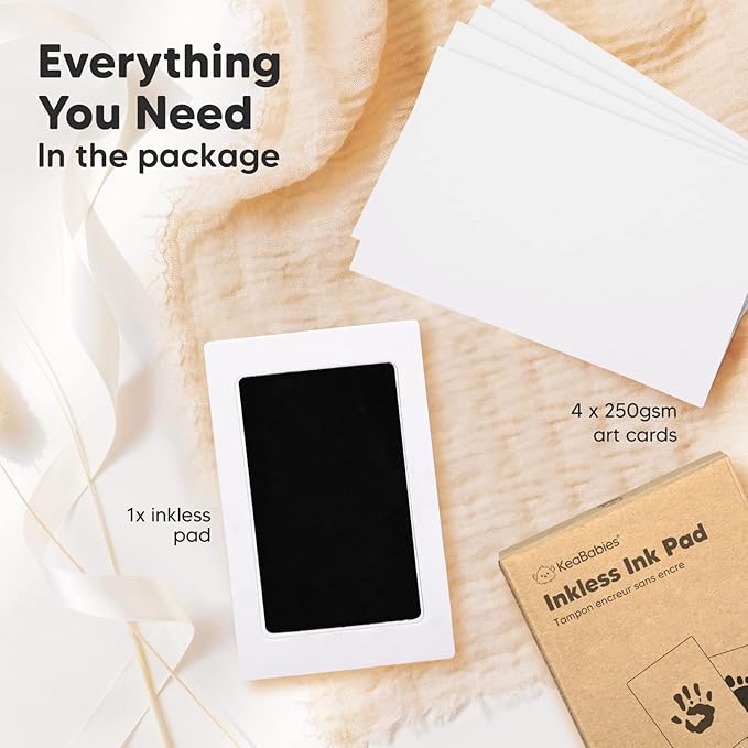 1-Pack Inkless Baby Hand and Footprint Kit - Mess Free Ink Pad for Newborn Keepsake, Dog Nose & Paw Print Kit, Clean Touch Ink Pad for Baby Hand & Footprints, Ideal New Mom Gifts (Jet Black)-BubblyBeeBaby