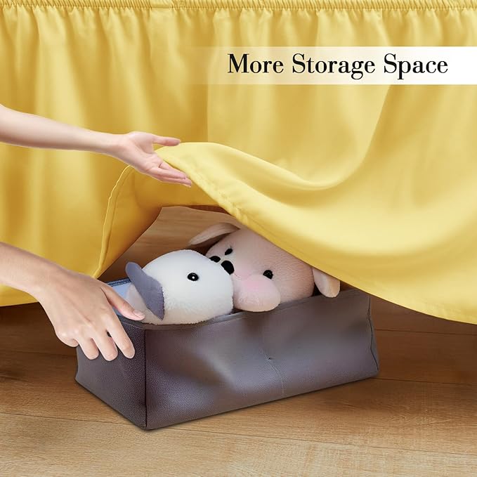 Horbaunal 2 Pack Set Crib Skirt & Crib Bed Sheet, Yellow Crib Bed Skirt 28" x 52" with 14" Drop Dust Ruffle, Soft Microfiber Toddler Bedskirt Nursery Bedding Skirt for Baby Girls and Boys-BubblyBeeBaby