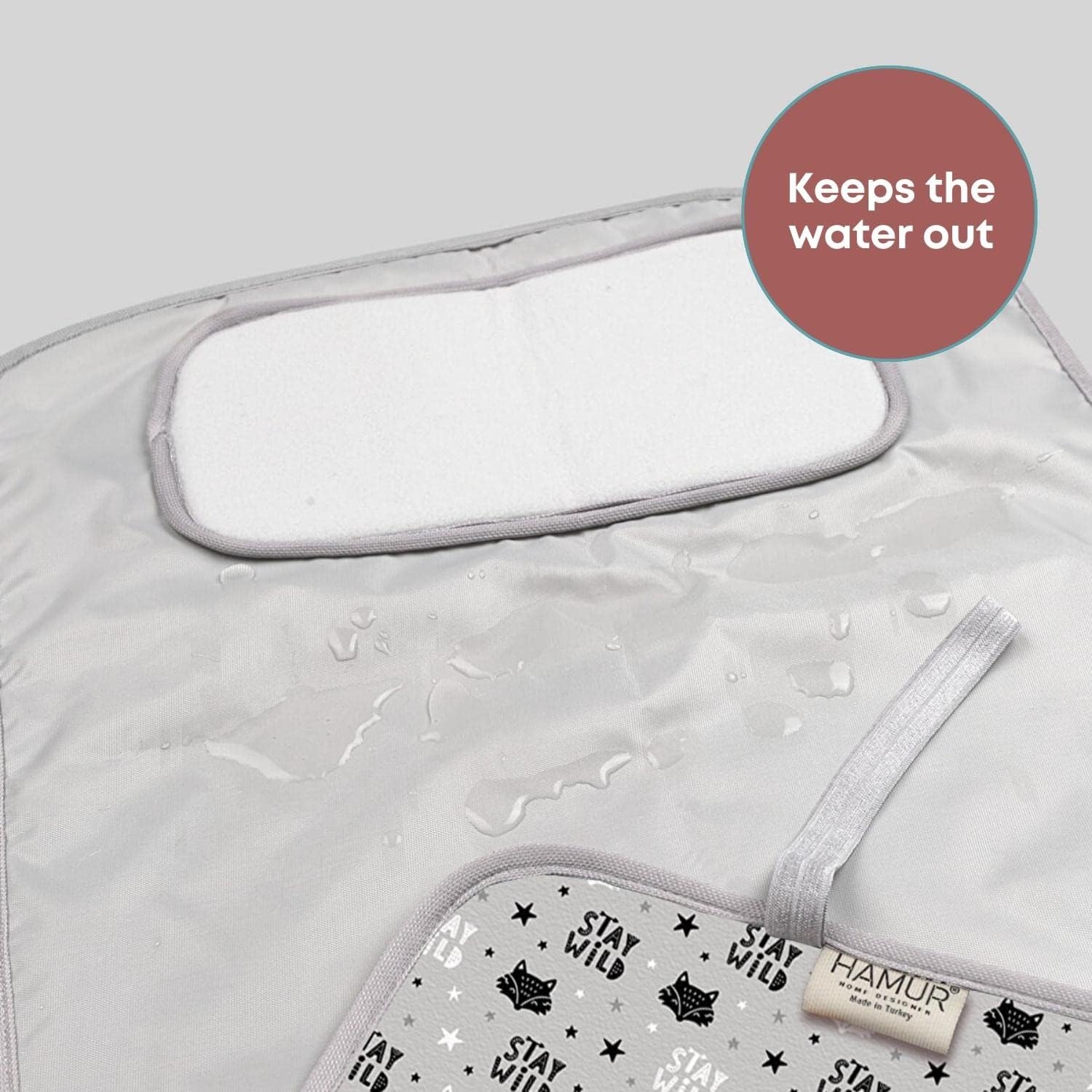 HAMUR HOME Portable Baby Changing Pad – Waterproof, Foldable & Lightweight Travel Mat – Soft & Machine Washable Diaper Changer – Compact & Durable (Fox)
