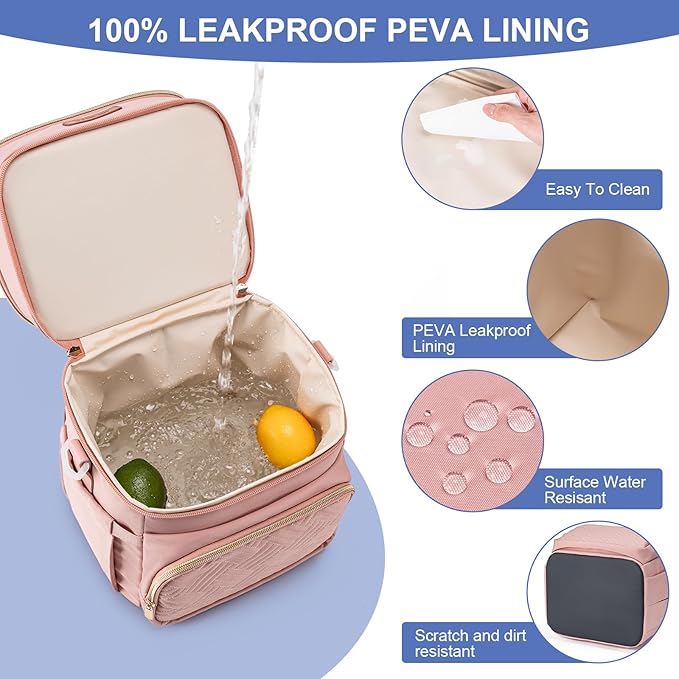 Insulated Breastmilk Cooler Bag with Ice Pack - Holds 6x9oz Bottles, Leakproof Double Layer, Baby Bottle Cooler Bag with Adjustable Strap for Nursing Moms, Daycare & Travel-BubblyBeeBaby