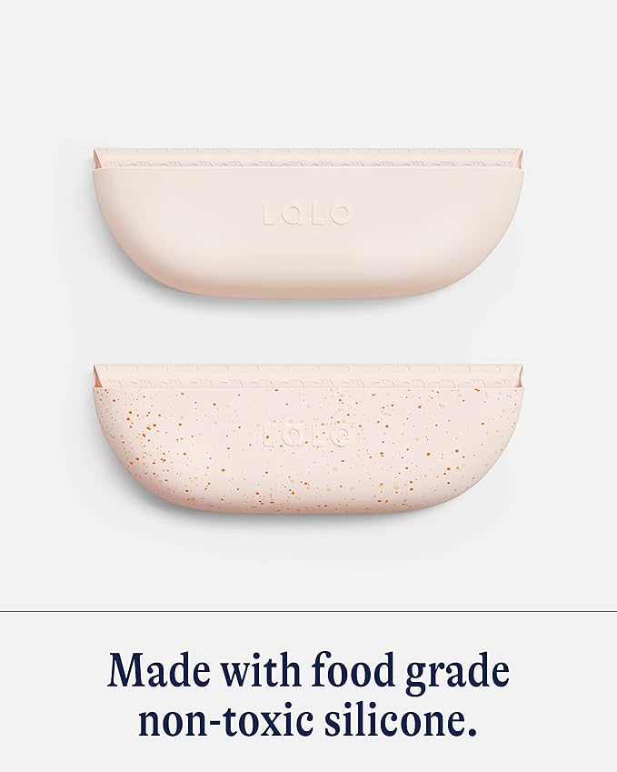 Lalo The Bib - Waterproof, Non-Toxic Silicone Baby Bib with Adjustable Neck Band & Silicone Food Pouch Catcher, Set of 2-BubblyBeeBaby