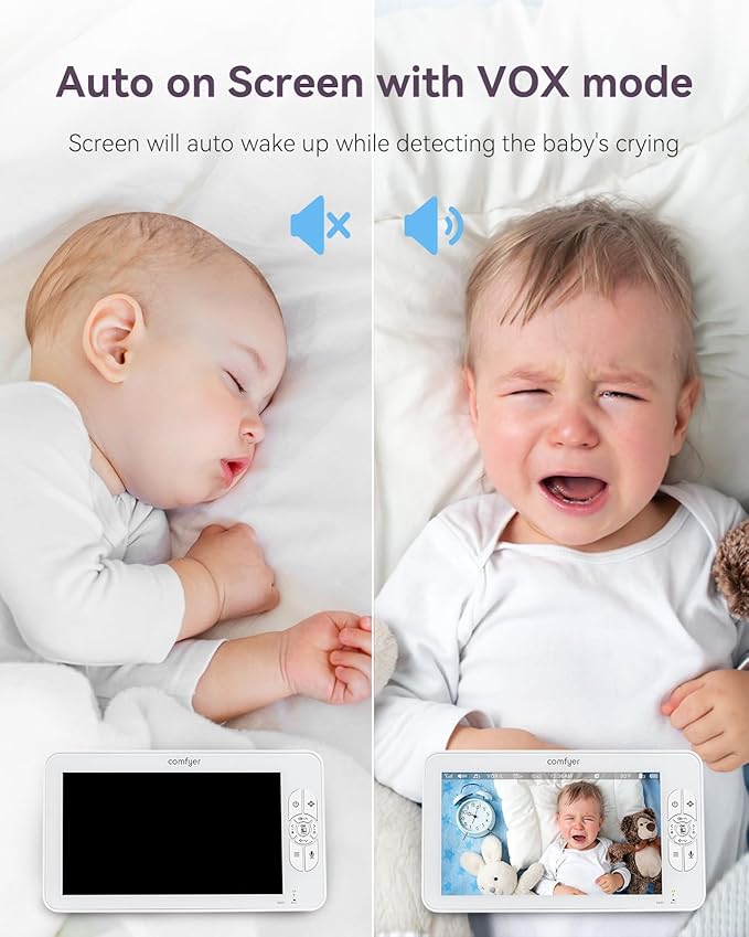 Baby Monitor with Camera and Audio, 7" 720P HD Video Baby Monitor No WiFi, 4000mAh Battery, VOX Mode, Auto Night Vision, Hack Proof, Remote PTZ-BubblyBeeBaby