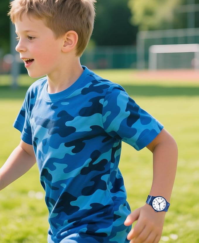 Kids Analog Watch Boys Girls, 30M Waterproof, Sports Watch for Boys, Easy to Read Children's Thin Dial Wrist Watches with Soft Band, for Ages 5-15 Kids Great Birthday Gifts Christmas Day-BubblyBeeBaby