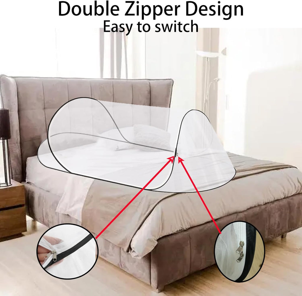 CMINGJ Large Pop Up Mosquito Tent, Portable Foldable Mosquito Net for Bed Camping Travel Patio，Mosquito Net for Adults Baby (78 * 31 * 22inch) (Black Fixed Size)