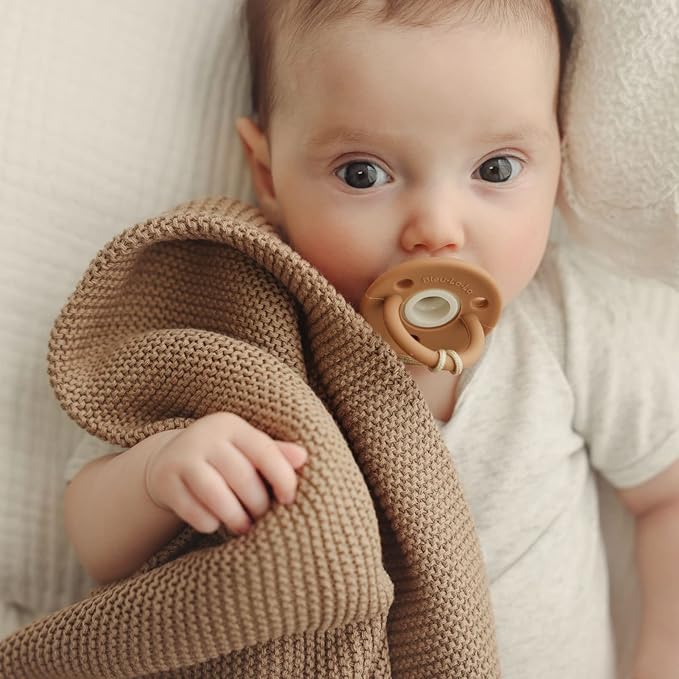 Heritage Knit Organic Cotton Baby Swaddle Blanket - 100% Luxury Organic Cotton Knit Receiving Blanket - Soft Warm Unisex Crib Blankets for Newborns Infants Boys & Girls (0-2Yrs - Milk Chocolate)-BubblyBeeBaby