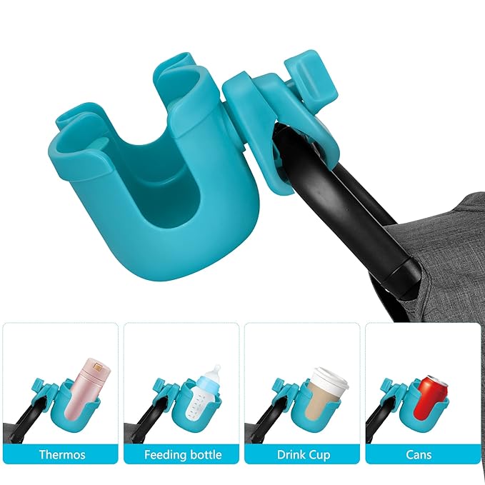 Suranew Adjustable Stroller Cup Holder with Phone Holder for Baby Stroller for Family Members, Sky Blue-BubblyBeeBaby