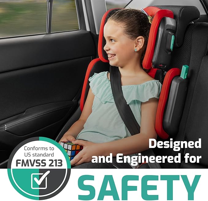 Mifold Hifold Adjustable Kids High Back Booster Car Seat with Strap – Racing Red-BubblyBeeBaby