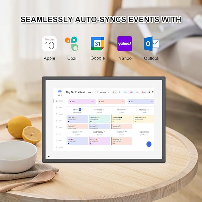 10.1 Inch Smart Digital Calendar Planner & Chore Chart, IPS HD Touchscreen Interactive Display for Family Schedules, Built-in Digital Picture Frames Function - Streamline Household Organization-BubblyBeeBaby