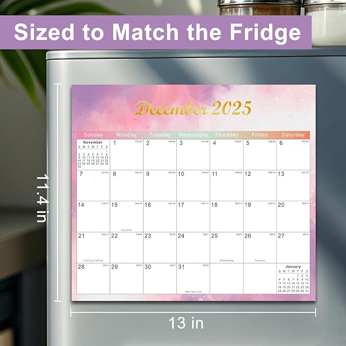 2025-2027 Magnetic Fridge Calendar 21 Monthly Magnetic Calendar for Refrigerator Planner Runs from October 2025 Until June 2027 Easy Organizing Markers Tearable (Colorful)-BubblyBeeBaby