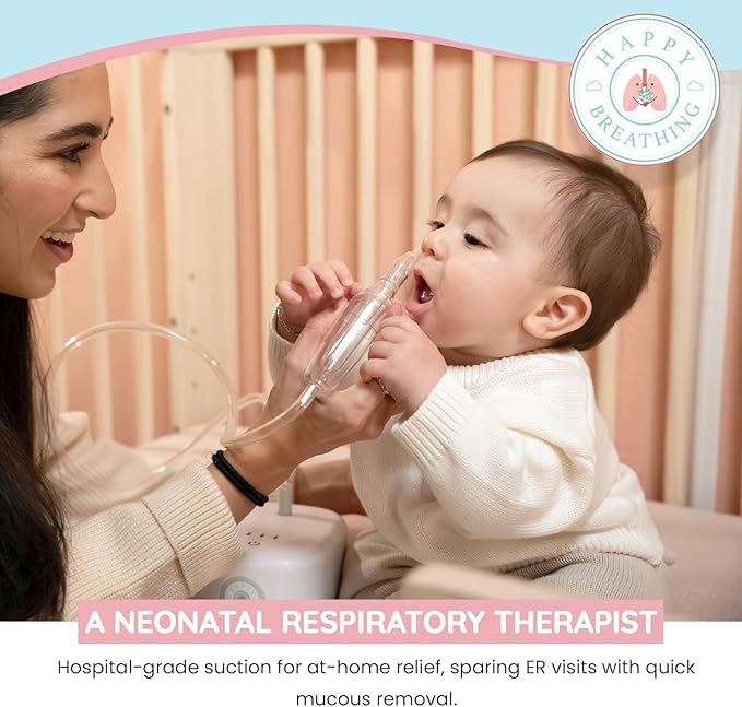Hospital Grade Nasal Aspirator For Baby – Electric Nose Sucker for Baby & Toddler with 3-Level Suction, Portable & Rechargeable Mucus Removal for Breathing Relief, Cordless Booger Sucker & Snot Sucker-BubblyBeeBaby