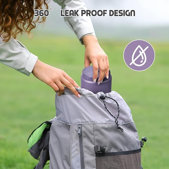 26oz Soup Thermo for Hot Food Kids with Buckle Lid Insulated Vacuum Food Jar Wide Mouth Leakproof Stainless Steel Lunch Container (Purple)-BubblyBeeBaby