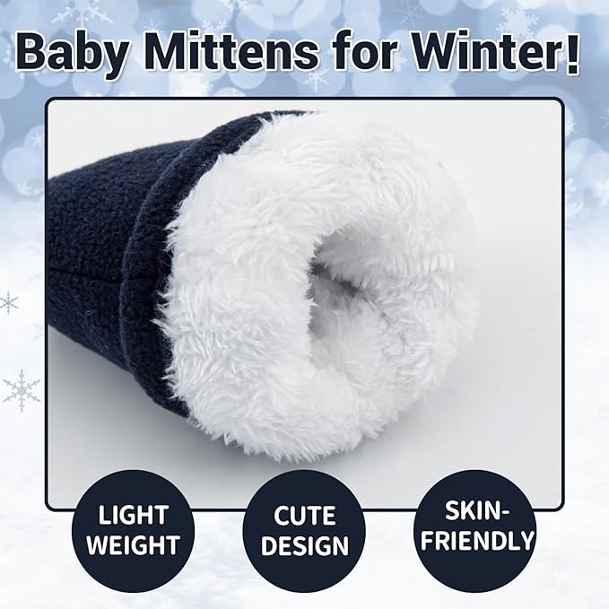 BAVST Baby Toddler Winter Mittens Girls Warm Fleece Lined Gloves Kids Sherpa Lined Mittens for Boys-BubblyBeeBaby