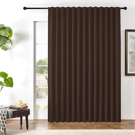 Joydeco Custom Blackout Curtains for Bedroom, 1 Panel Room Darkening Curtains & Drapes for Living Room Window Rod Pocket Back Tab (Custom Size,Chocolate)-BubblyBeeBaby