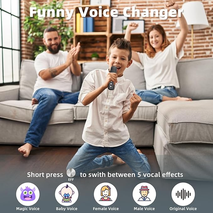 Karaoke Machine for Adults and Kids, Portable Bluetooth Karaoke Speaker with 2 Wireless Microphones for TV, Singing Karaoke for Home Party, Great Gifts for Boys and Girls-BubblyBeeBaby