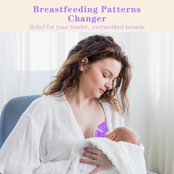 Hot/Cold Breast Gel Bead Ice Packs Breast Cooling/Heat Pads Relief for Breastfeeding, Nursing Pain, Mastitis, Engorgement, Swelling, Plugged Ducts | Boost Milk Let-Down & Production,2 Pack (Purple)-BubblyBeeBaby