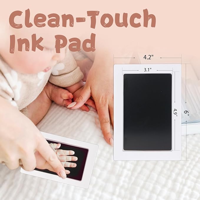 Inkless Baby Hand and Footprint Kit,Clean-Touch Ink Pad Kit,Safe No Mess Printing Infant Hand Foot Stamp,2 Pack Newborn Inkless Print Pads Best Keepsake or Gifts for Family-BubblyBeeBaby