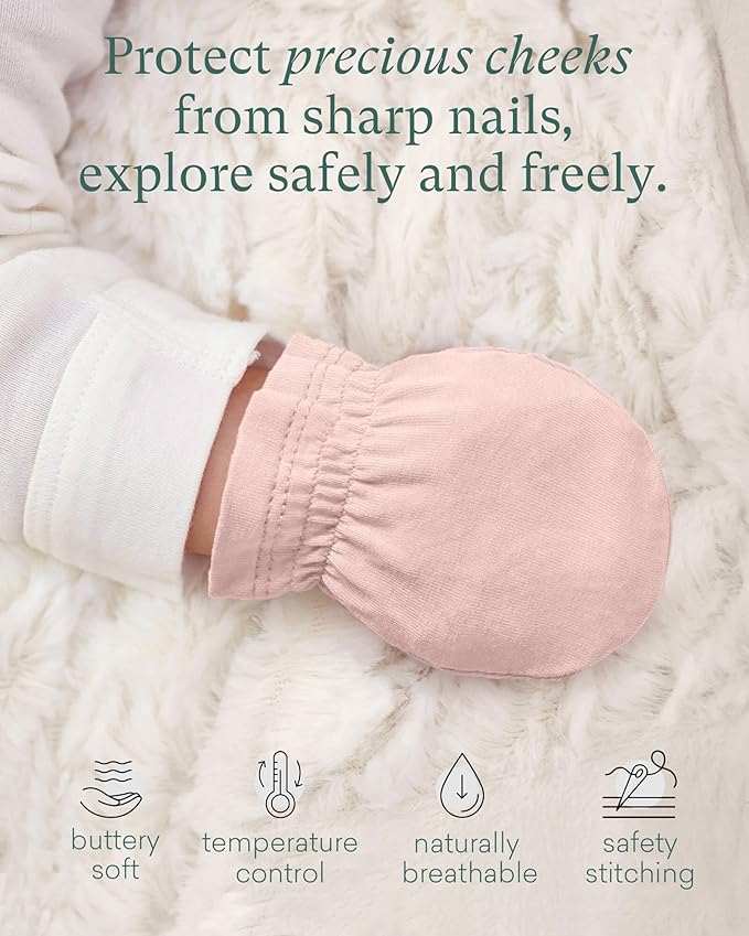 SuperSoft Baby Mittens, Bamboo Viscose Infant Newborn Mittens for Girls Boys No Scratch Gloves 6 Pack-BubblyBeeBaby