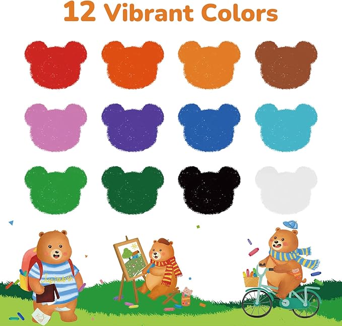 12 Color Twist Crayons for Toddlers 1-3 and Kids 4-8, Non-Toxic Washable Crayons 2-4, Ultra-Silky Easy-Grip Art Supplies, Ideal Coloring Gift for Boys and Girls-BubblyBeeBaby