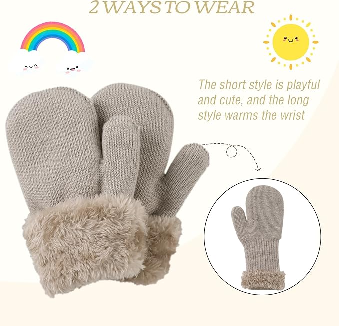 PESAAT Baby Girl Mittens Fleece Toddler Boy Mittens Warm Kids Winter Gloves Unisex Cold Weather Baby Gloves-BubblyBeeBaby