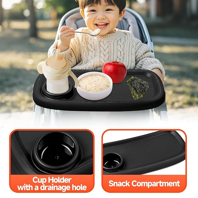 Snack Tray Compatible with Nuna Strollers, Stroller Tray Attachment Fits for Nuna, Stroller Trays with Cup Holder, Strollers Cup Holder, Easy to Install, Ideal for Strollers Accessories-BubblyBeeBaby