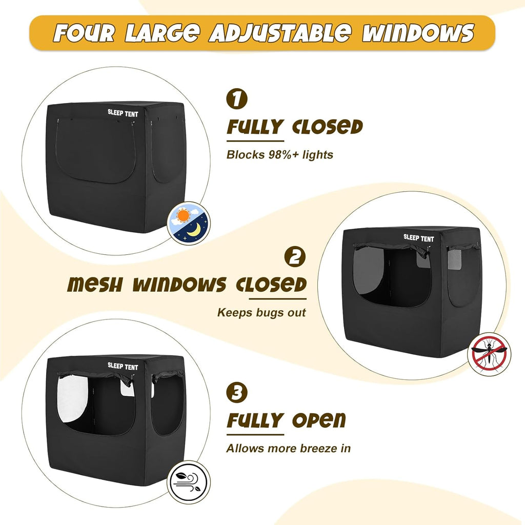 BORNA Pack N Play Blackout Cover for Littles, Baby Sleep Pod, Full Size Crib Blackout Cover Blocks 90%+ Light, Breathable Baby Sleep Tent, Lightweight and Portable Crib Night Cover for Travel